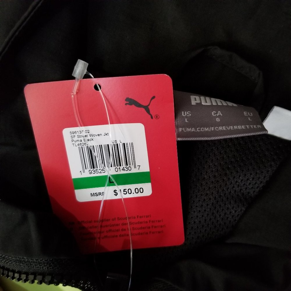 Puma Scuderia Ferrari Windbreaker Jacket Black Run - Picture 3 of 8